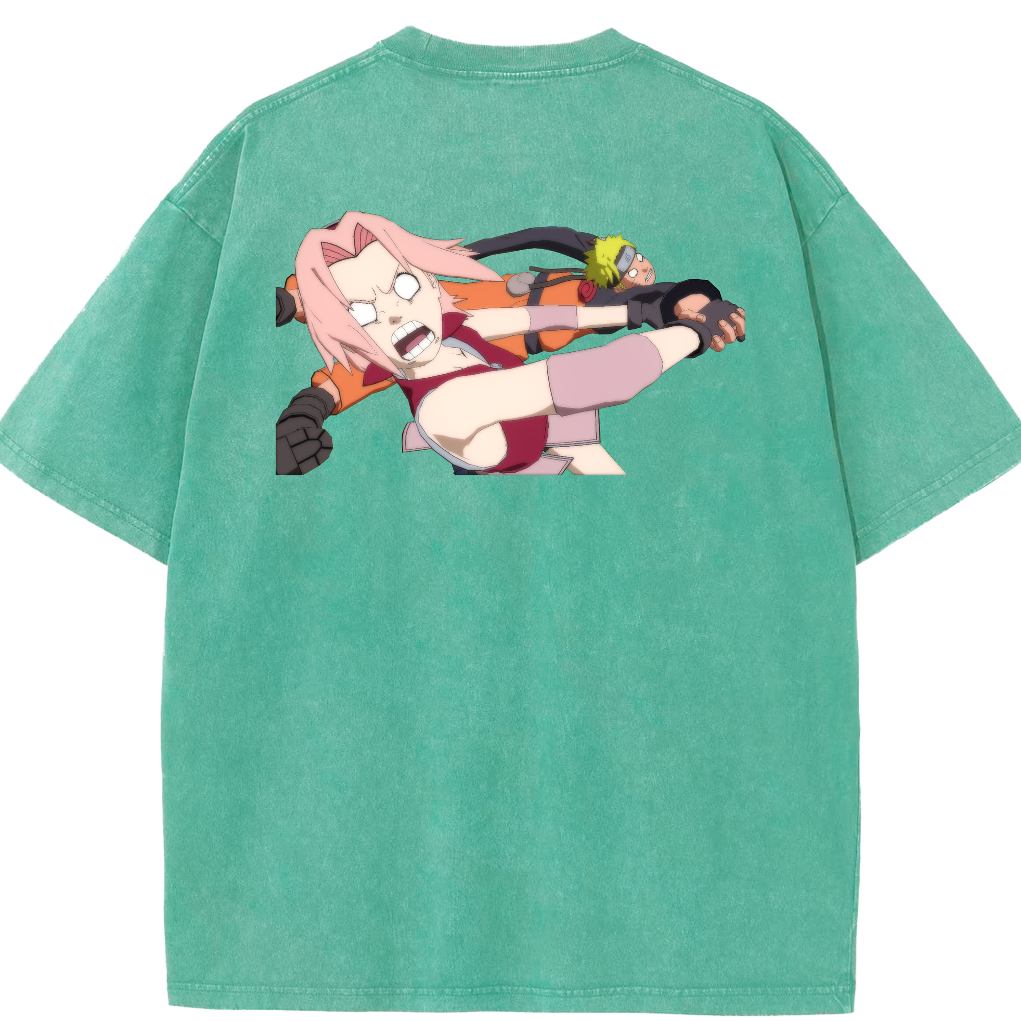 （画像用） NARUTO -ナルト- 春野サクラ Haruno Sakura 綿100% ヴィンテージ風 半袖Tシャツ（背面プリント）
